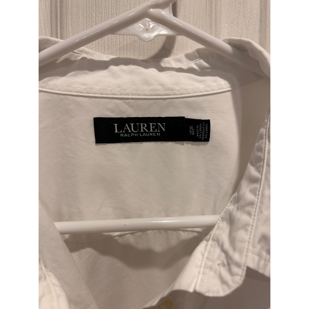 Lauren Ralph Lauren Womens XL White Cotton Button Down Shirt Long Sleeve Logo - Picture 2 of 6